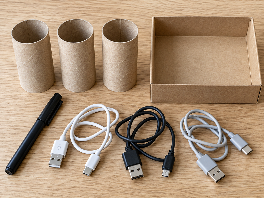 휴지심으로 케이블 정리하기|버리기 전 만드는 개별 보관함 1 화장지심으로 USB 케이블 정리하기 1