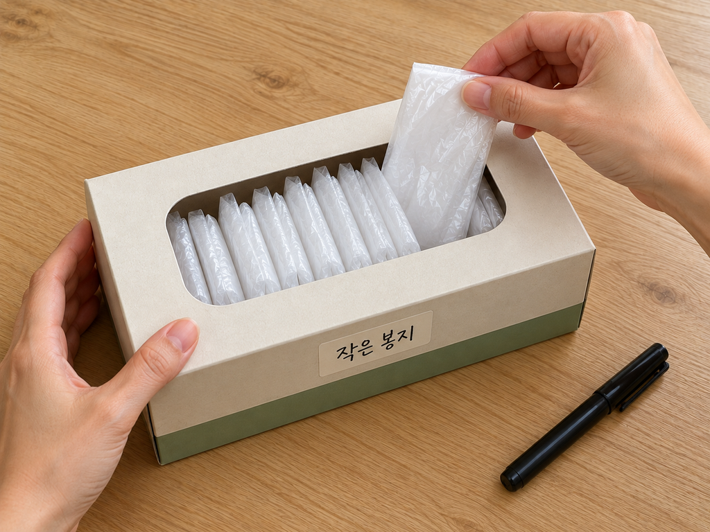 빈 티슈 상자로 비닐봉지 정리함 만들기|봉투 쌓이는 서랍 정리 4 휴지 상자에서 꺼내는 비닐봉지 4